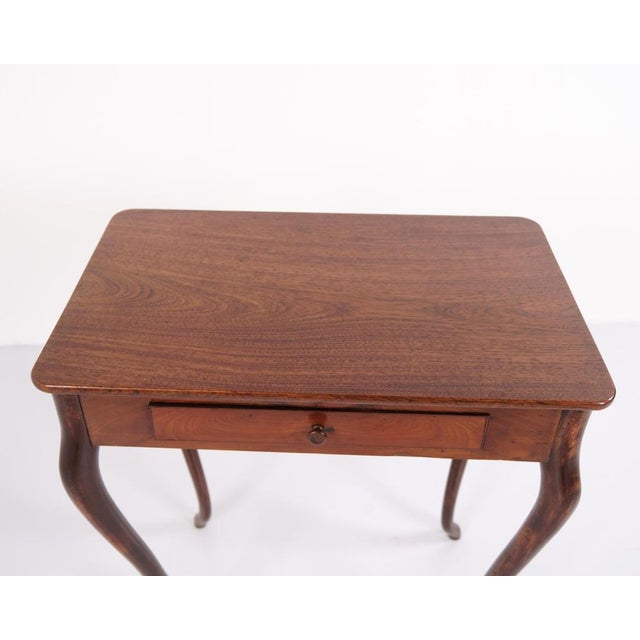 Mahogany Side Table with Drawer and Curved Legs, 1910 For Sale - Image 6 of 11