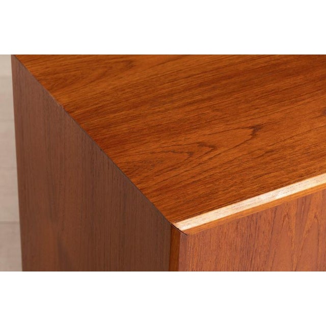 Brown Mid-Century Modern Danish Teak Low Sideboard with Sliding Doors from Clausen & Son, 1970s For Sale - Image 8 of 11