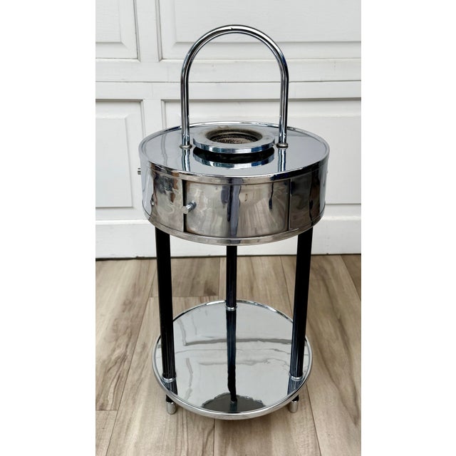 This dramatic 1930s Art Deco “Smokador” smoking stand features a beautiful combination of polished chrome, black finished...
