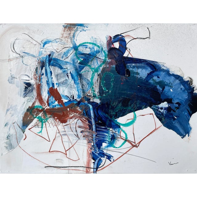 Abstract Small Work on Paper Acrylic Painting Untitled #17 by Stephanie Visser For Sale