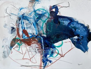 Abstract Small Work on Paper Acrylic Painting Untitled #17 by Stephanie Visser