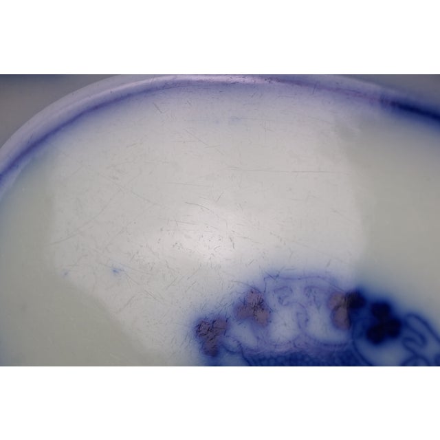 Blue Antique Victorian W. H. Grindley "Lorne" Flow Blue Oval Serving Platter For Sale - Image 8 of 14