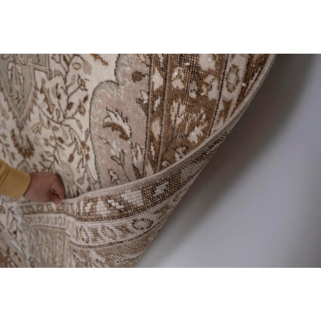 Vintage Turkish Floral Rug in Neutral Colors 5'5'' X 8'6'' For Sale In Philadelphia - Image 6 of 8