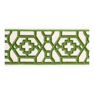 Schumacher Zanzibar Trellis Tape in Jade For Sale