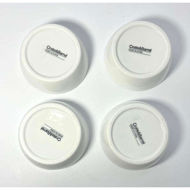 White Crate & Barrel 5-Piece White Porcelain Tray & Dipping Sauce Appetizer Bowls For Sale - Image 8 of 10