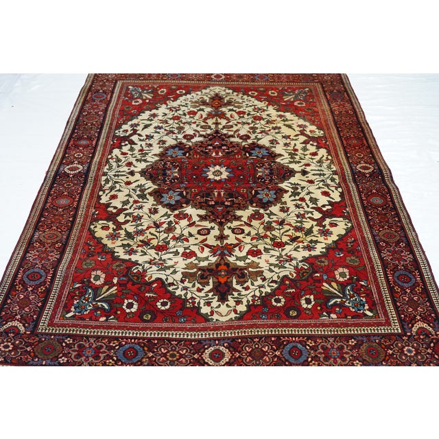 Cream Antique Farahan Sarouk Rug 4'3'' X 6'4'' For Sale - Image 8 of 9