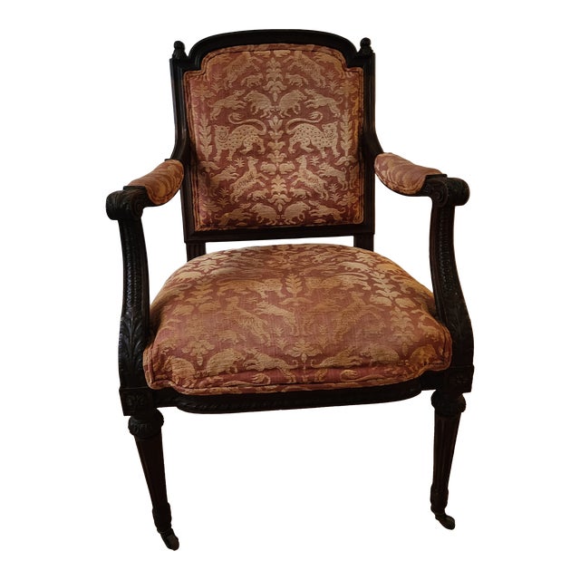 Antique Arm Chair on Brass Wheels Chairish