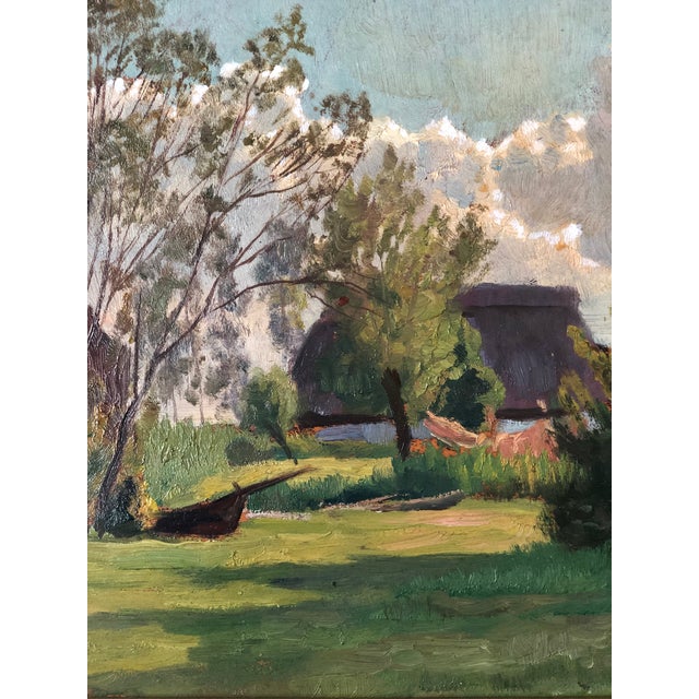 Antique Original Landscape Oil Painting: Framed Countryside Cottage Art For Sale - Image 6 of 15