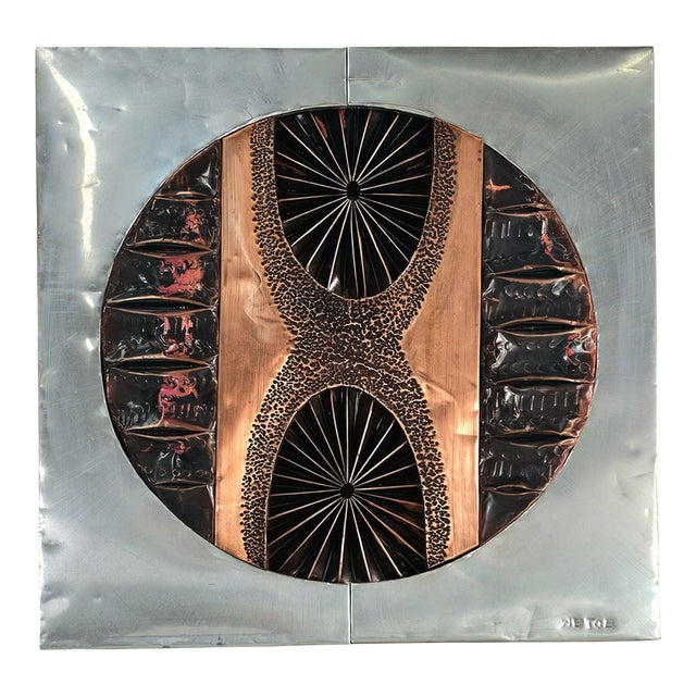 Wetoe Brutalist Relief Metal Wall Panel 20" For Sale