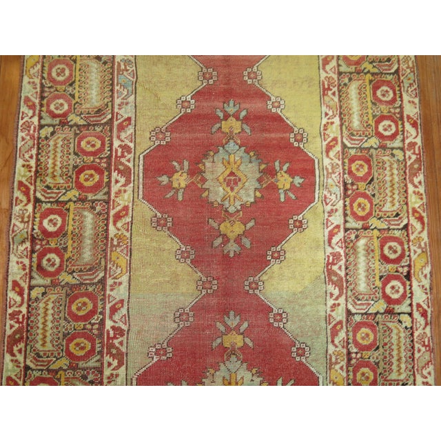 Zabihi Collection Early 20th Century Soft Green Antique Turkish Runner - 3'4" x 12'8" For Sale In New York - Image 6 of 9