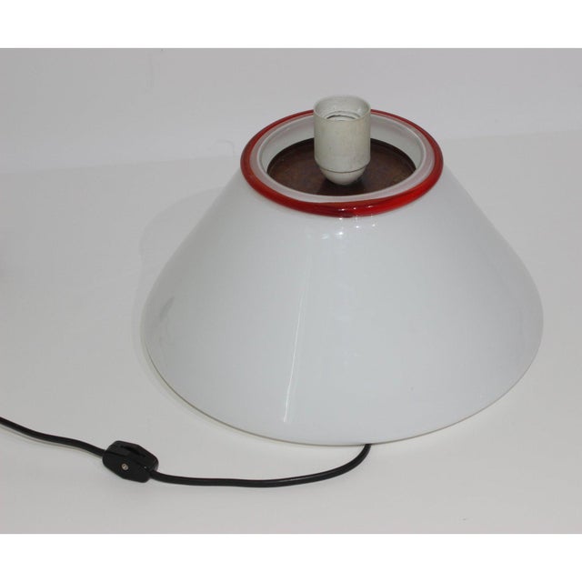 Mid-Century Modern Mid-Century Modern Venini Table Lamp White, Clear, Red Cap For Sale - Image 3 of 13