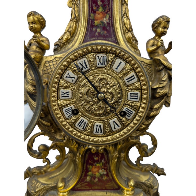 Louis XV Style Table Clock in Brass For Sale - Image 9 of 10