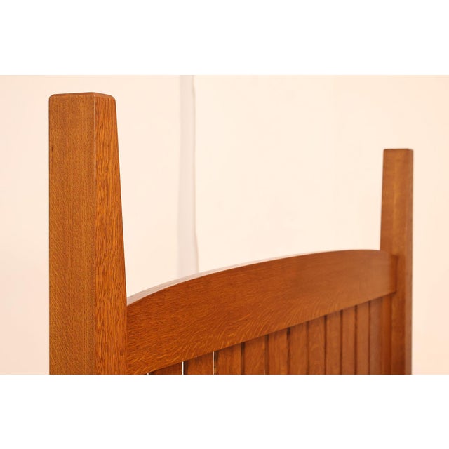 Custom Crafted Mission Style Oak Queen Bed Frame For Sale - Image 13 of 18