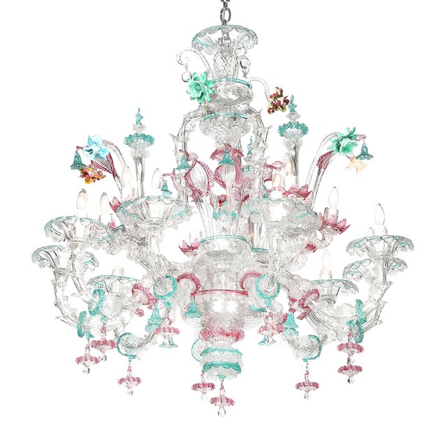 Exquisite & Rare Mid-Century Classical Hand-Blown Murano Twelve Arm Chandelier For Sale - Image 10 of 18