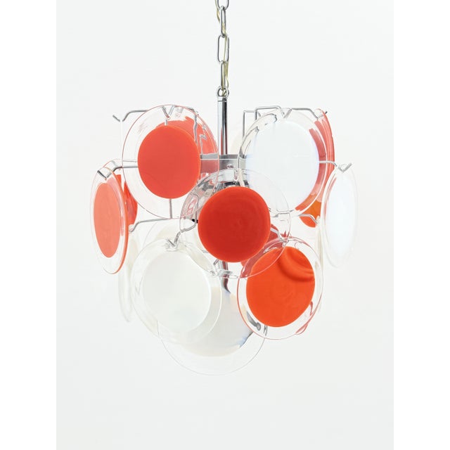 Mid-Century Modern Six-Light Chandelier with Murano Glass Discs, 1960 For Sale - Image 3 of 11