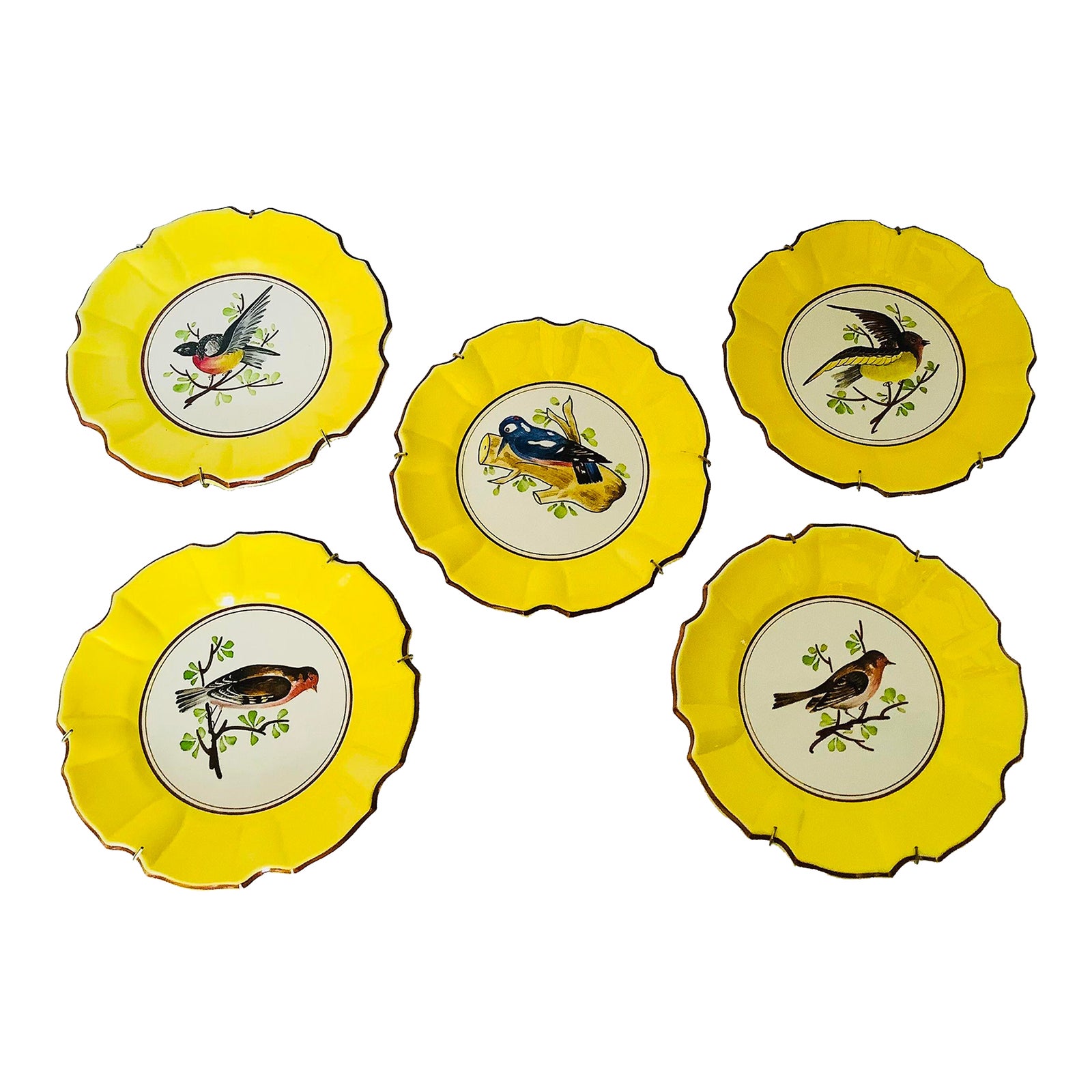 Vintage Italian Majolica Collection of Bird Plates Set of 5 Chairish
