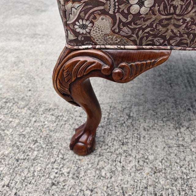 Vintage Hickory Chair Co Wingback William Morris Strawberry Thief Fabric For Sale - Image 11 of 18