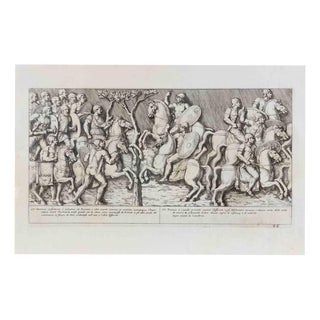 Pietro Bartoli, Trajan Leading the Roman Army, from Colonna, Etching, 1672 For Sale