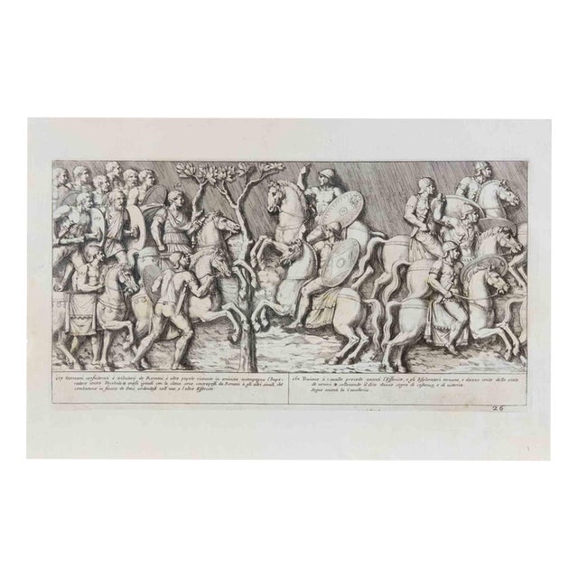 Pietro Bartoli, Trajan Leading the Roman Army, from Colonna, Etching, 1672 For Sale