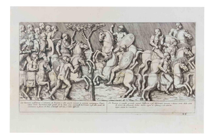 Pietro Bartoli, Trajan Leading the Roman Army, from Colonna, Etching, 1672