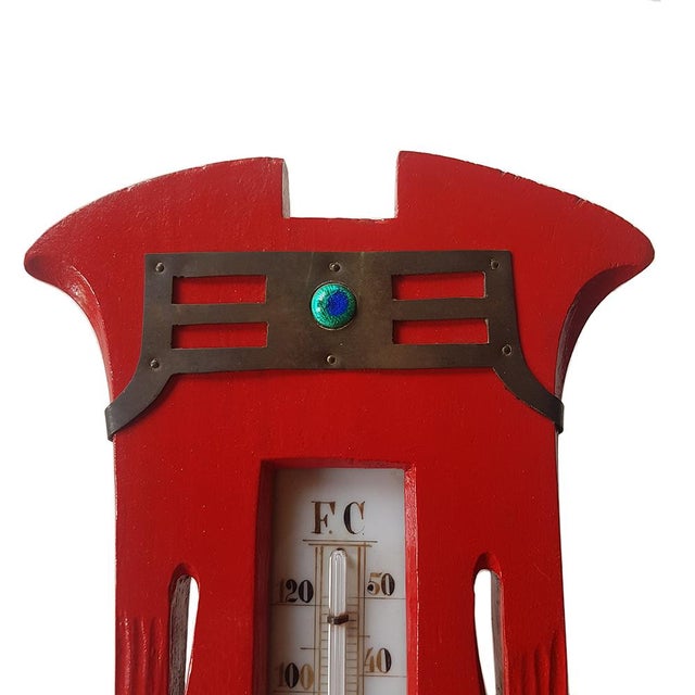 Art Nouveau Barometer with Thermometer, Netherlands, 1920s For Sale - Image 4 of 8