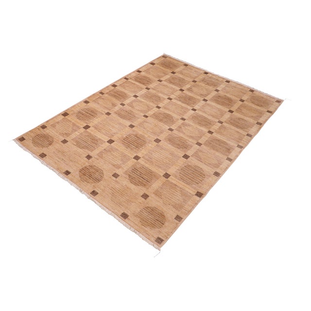 Contemporary Contemporary Gabbeh Tan/Brown Wool Rug - 6'0'' X 8'6'' For Sale - Image 3 of 10