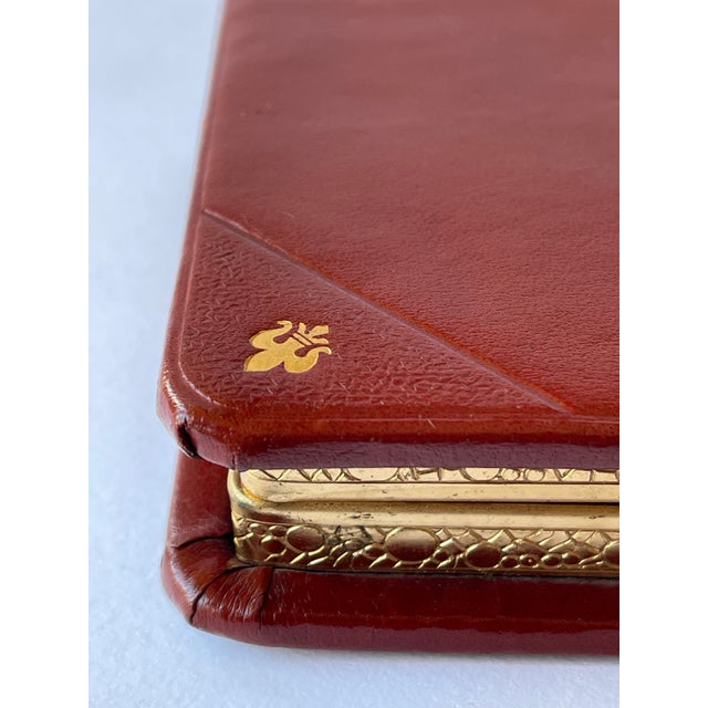 1950's Italian Gold Embossed Leather Book Jewelry Box With Velvet Lining For Sale - Image 4 of 10