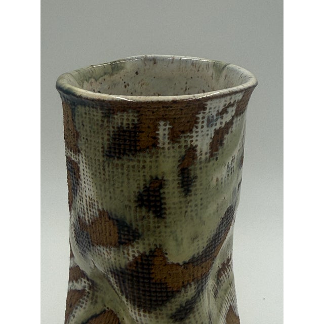 Mid-Century Modern 1980's Vintage Textured Studio Pottery Vase For Sale - Image 3 of 8