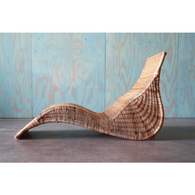 Karl Malmvall for Ikea "Karlskorna" Woven Rattan Chaise Lounge Chair C. 1990s For Sale - Image 4 of 12