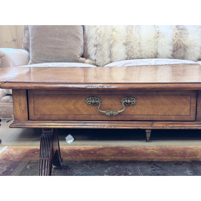 Jonathan Charles Parquetry Top Drop Leaf Cocktail Table For Sale In New York - Image 6 of 12