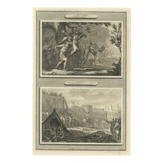 Pieter Mortier, Death of Absalom and the Head of Sheba Over the Wall, Pieter 1700, Engraving For Sale