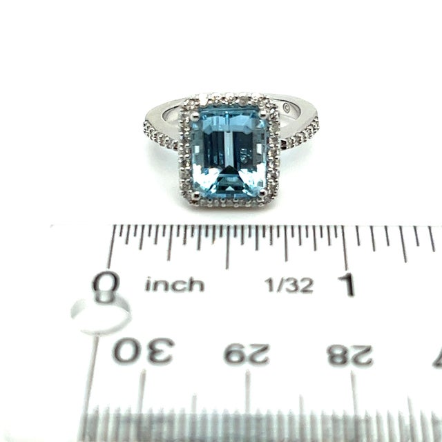 Metal Natural Topaz Diamond Ring 6.5 14k W Gold 5.1 TCW Certified For Sale - Image 7 of 7