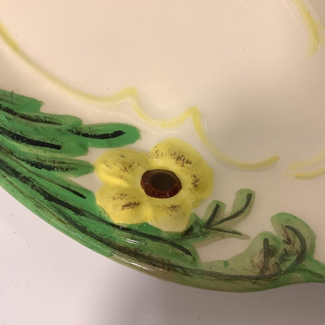 MidCentury Americana Folk Art Ceramic Relish Dish, Signed Sherry