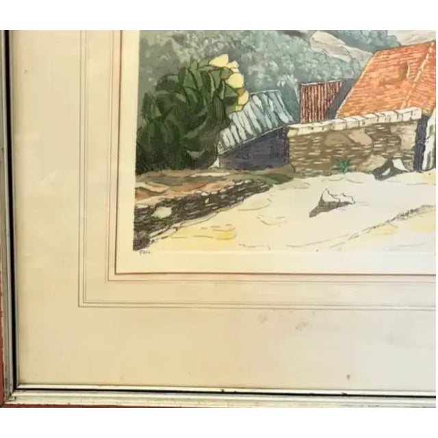 Mid Century Colored Lithograph in Silver Gilt Frame, Signed by Italian Artist Raimondo Giovanettii, Signed For Sale In New York - Image 6 of 8