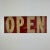 A beautiful hand made and hand painted sheet metal sign with OPEN on one side, and CLOSED on the other. A gorgeous red...