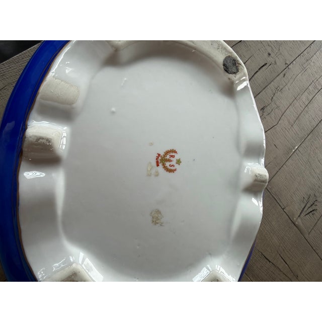 Victorian Late 20th Century Oversized Meissen-Style Cobalt Porcelain Wine Cooler For Sale - Image 3 of 7