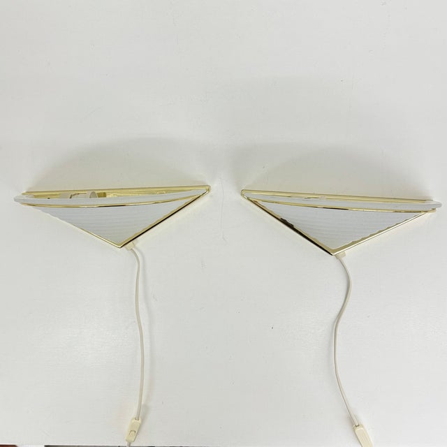 Vintage Glass Wall Lamps with Gold Holders, 1970s, Set of 2 For Sale - Image 6 of 18