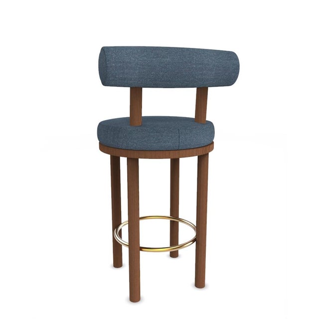 Collector Modern Moca Bar Chair in Tricot Seafoam Fabric and Smoked Oak by Studio Rig For Sale - Image 4 of 6