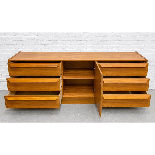 1960s Long & Sculpted Mid Century Modern Danish Teak Credenza / Long Dresser by Skovby Mobelfabrik, C. 1960's For Sale - Image 5 of 12