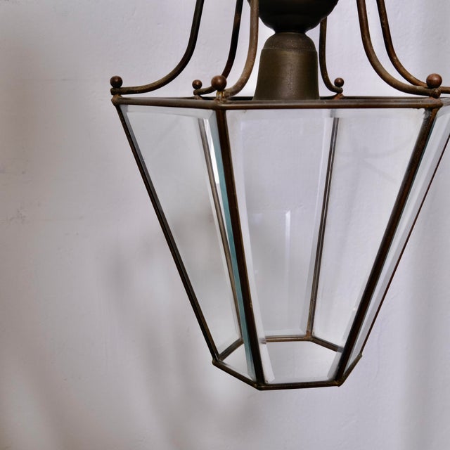 Hexagonal Glass Pendant Lamps, 1950s, Set of 2 For Sale - Image 4 of 16