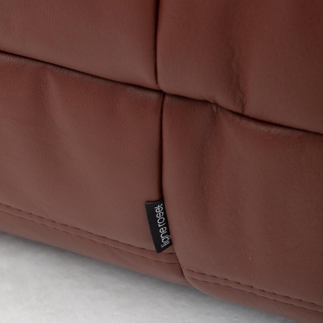 Chestnut Togo Fireside Chair and Ottoman in Italian Chestnut Leather Vintage Ligne Roset For Sale - Image 8 of 17