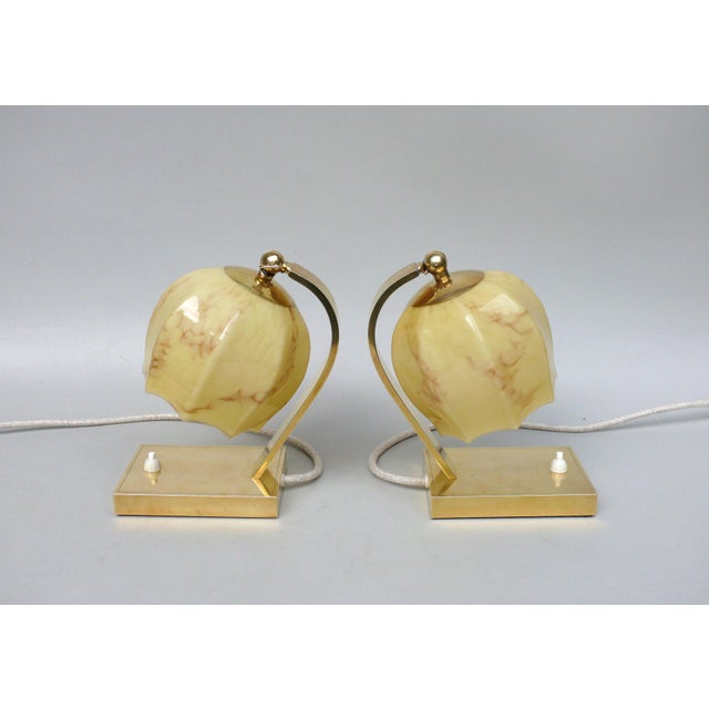 Vintage Bauhaus Bedside Lamps in Brass, 1920s, Set of 2 For Sale - Image 4 of 18