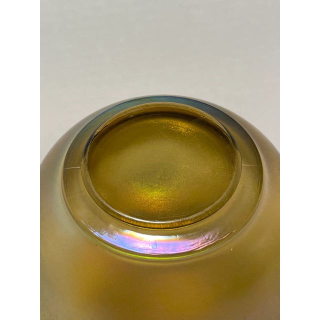 Vintage Gold Iridescent Art Glass Decorative Bowl For Sale In Los Angeles - Image 6 of 8