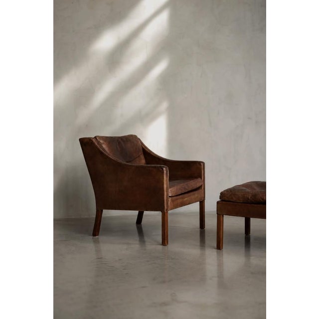 Set of Vintage Danish Modern Leather Model 2207 Lounge Chair and Ottoman by Børge Mogensen for Fredericia, 1960s For Sale - Image 17 of 18