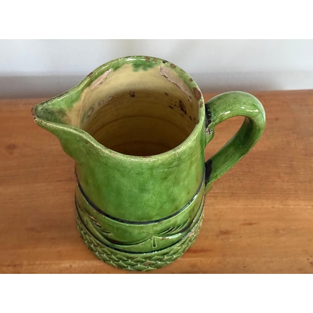 Green Early 20th Century Rustic Green European Pitcher For Sale - Image 8 of 12