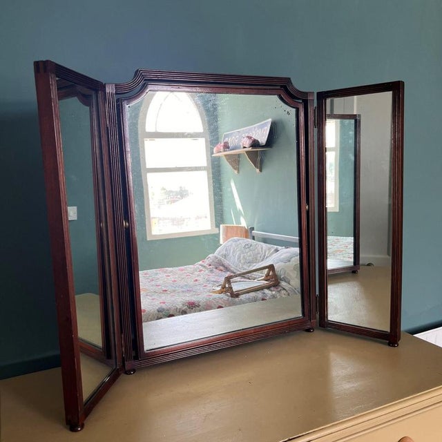 Vintage Triptych Mirror with Adjustable Centre Mirror For Sale - Image 5 of 12