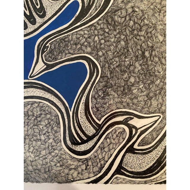 Abstract Contemporary Ruth Esserman (1936-2022) Signed Large Mixed Media Abstract Drawing ("Flying Duo") For Sale - Image 3 of 5