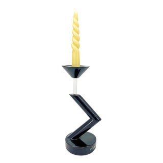 Space Age Black Ceramic No. 1497 Candleholder by Oberhoffer for Zig Zag, 1980s For Sale