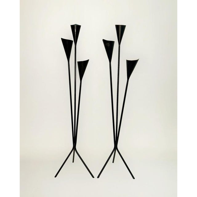 Sculptural Tall Floor Candleholders, attributed to Svend Aage Holm Sørensen, Denmark, 1950s60s, Set of 2 For Sale - Image 4 of 9