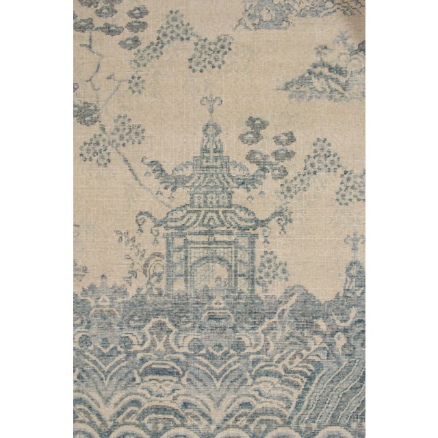 Rug & Kilim Rug & Kilim’s Oversized Pagoda Rug in Cream and Blue, 12x14 For Sale - Image 4 of 7